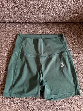 High-Waist Sage Green Women’s Athletic Shorts